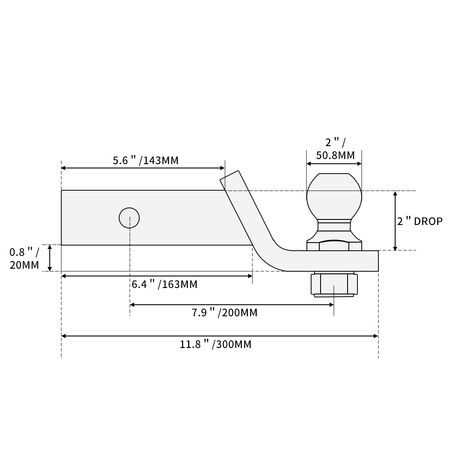 Tow Bar Tongue 50mm Ball Hitch