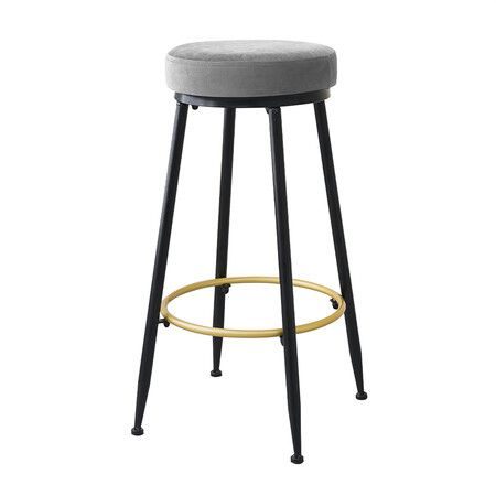 2x Bar Stools Barstools Velvet Grey