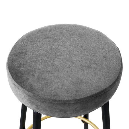 2x Bar Stools Barstools Velvet Grey