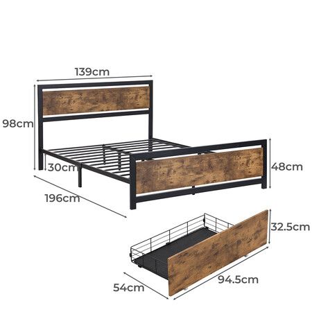 Industrial Bed Frame Double Mattress