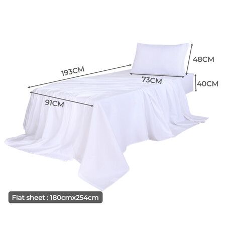 3pcs Sinigle Size 100% Bamboo Bed Sheet Set in White Colour Single