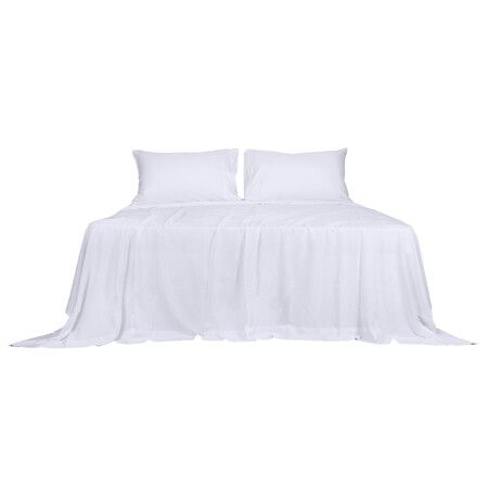 4pcs Queen Size 100% Bamboo Bed Sheet Set in White Colour