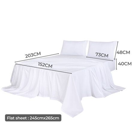 4pcs Queen Size 100% Bamboo Bed Sheet Set in White Colour