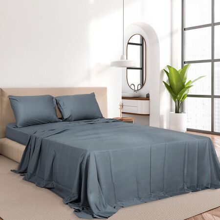 4pcs King Size 100% Bamboo Bed Sheet Set in Charcoal Colour