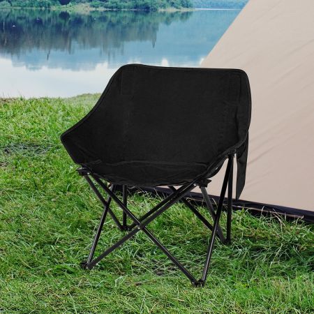 Folding Camping Moon Chair Lightweight Black