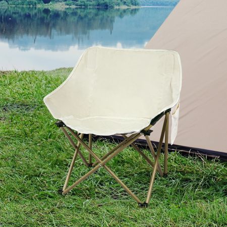 Folding Camping Moon Chair Lightweight Beige