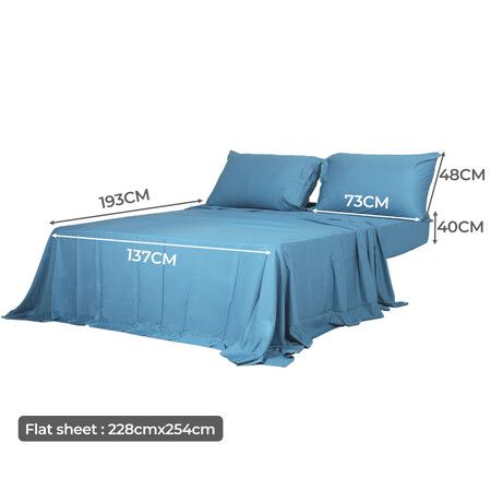 4pcs Double Size 100% Bamboo Bed Sheet Set in Blue Colour