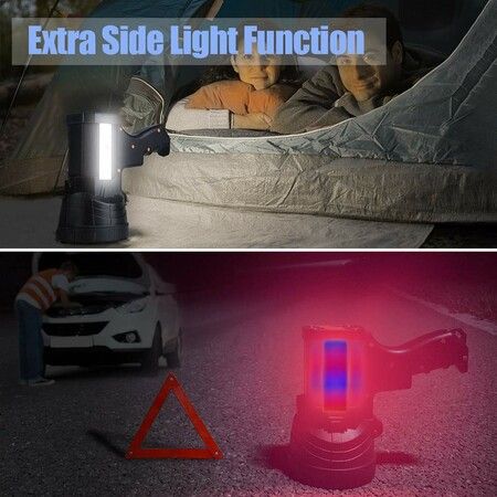 Rechargeable spotlight,Super Bright 1000,000 LM LED Flashlight Handheld Spotlight 10000mAh Long Lasting Large Flashlight Searchlight and Flood Camping Flashlight with Foldable Tripod Black