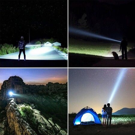 Rechargeable spotlight,Super Bright 1000,000 LM LED Flashlight Handheld Spotlight 10000mAh Long Lasting Large Flashlight Searchlight and Flood Camping Flashlight with Foldable Tripod Black