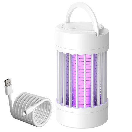 Electric Mosquito Zapper with Night Light Cordless USB Rechargeable Mosquito Repellent Outdoor Patio Fly Killer for Yard Patio Home, White