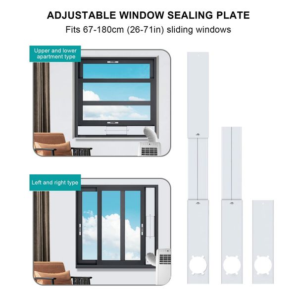 67-120cm Portable AC Window Kit Slide Rail Interlock Design Air Conditioning Outlet Accessories Vertical Horizontal Sliding Windows