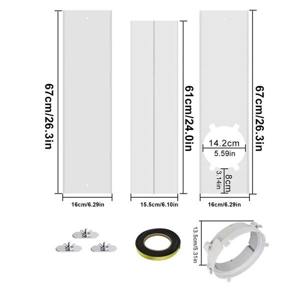 67-180cm Portable AC Window Kit Slide Rail Interlock Design Air Conditioning Outlet Accessories Vertical Horizontal Sliding Windows