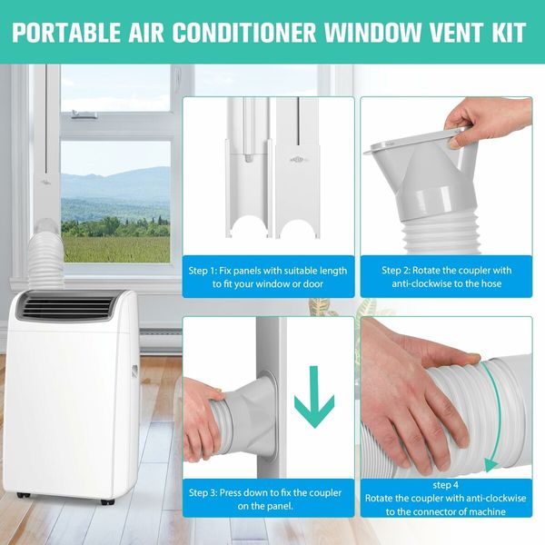 Portable AC Window Vent Kit 1.5m 5.1inch Exhaust Hose 130mm flat nozzle  1.3m of sealing board Length Exhaust Hose for Sliding Horizontal Vertical Windows