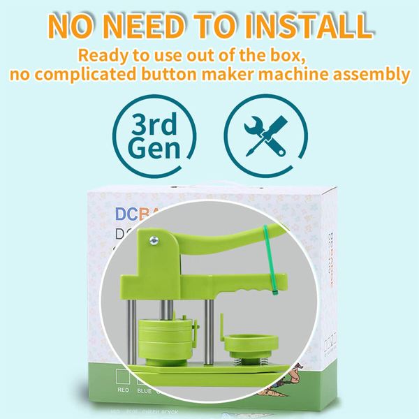 Button Maker Machine,3rd Gen Installation Free,DIY Pin Button Maker Press Machine Kit,Badge Punch Press Machine with Free 100pcs Button Parts&Magic Book