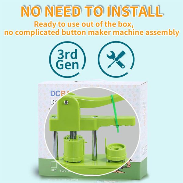 Button Maker Machine,58mm Installation Free 58mm(2.25in) DIY Pin Badge Button Maker Press Machine Badge Punch Press with Free 100pcs Button Parts Pictures Circle Cutter Magic Book