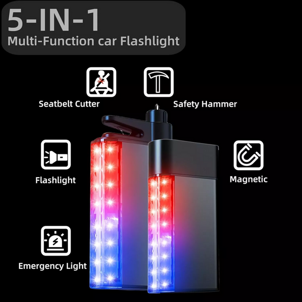 3-in-1 Car Emergency Tool Safety Hammer LED Light Seat Belt Cutter Window Breaker