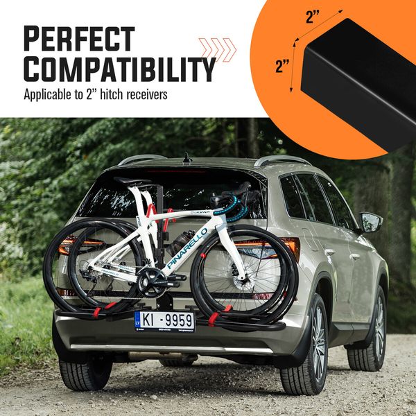 2 EBike Rack Vehicle Electric Bicycle Rear Carrier Holder Stand Cycle Storage Platform for Car 2 Inches Foldable Tilt with Lock