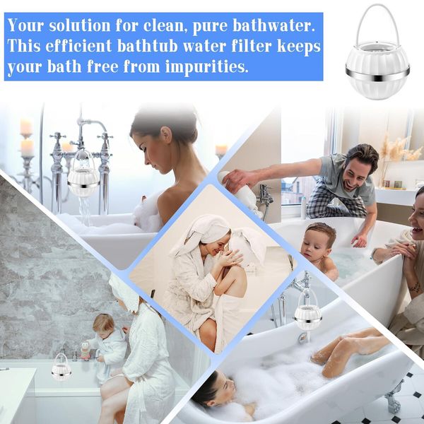 Bath Ball Filter, 8 Stages Bath Water Filter for Softer and Skin, BPA Free, 2,500 Gallons of Filtration