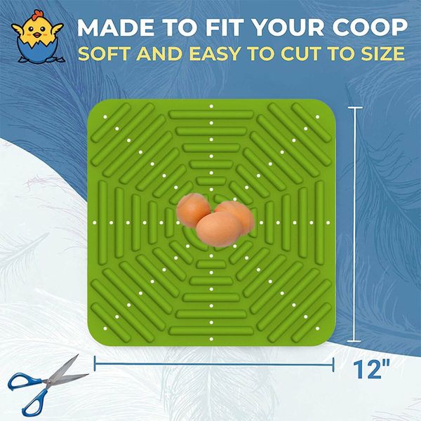 Silicone Chicken Coop Mats Nesting Box Liners Washable Reusable For Eggs Bedding Pads Color Green