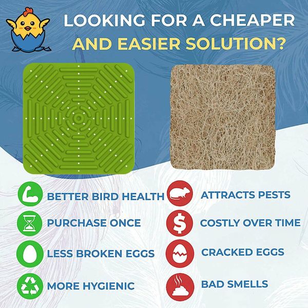 Silicone Chicken Coop Mats Nesting Box Liners Washable Reusable For Eggs Bedding Pads Color Green