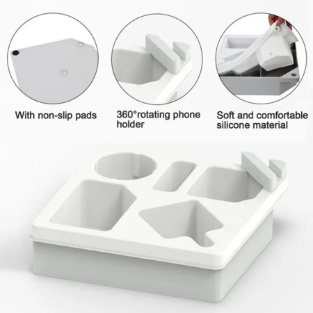 Silicone Couch Tray Cup Holder Sofa Organiser with Phone Slot Anti-Spill Caddy for TV Remote,Snacks,Drink