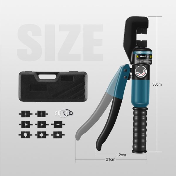 Hydraulic Crimping Tool Kit 8 Ton Electrical Wire Lug Terminal Crimper 12AWG Battery Cable Cutter Power Force 8 Dies 4-70mm Auto Repairing Tool