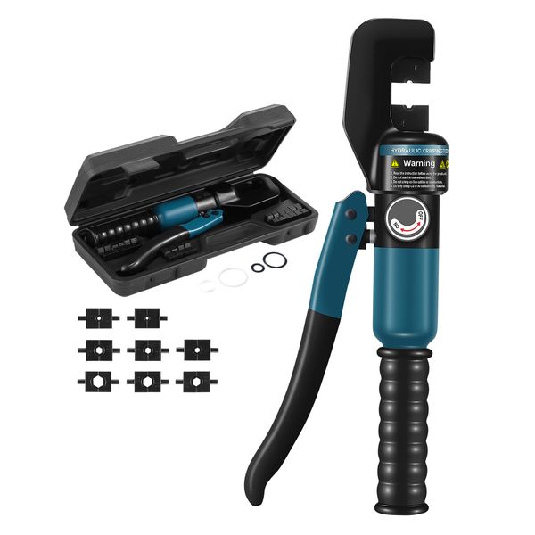 Hydraulic Crimping Tool Kit 8 Ton Electrical Wire Lug Terminal Crimper 12AWG Battery Cable Cutter Power Force 8 Dies 4-70mm Auto Repairing Tool