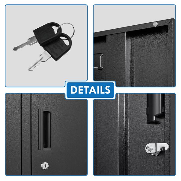 Steel Storage Cabinet 6 Doors Locker Tall Black Cupboard Furniture Heavy Duty Metal Locking Organiser for Office School Gym Home Garage