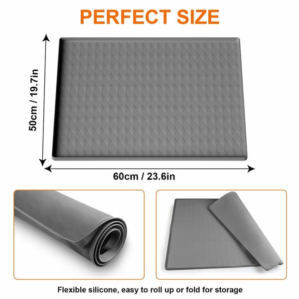 Silicone Washer Dryer Top Covers Non-Slip 60*50cm Mat Protector for Laundry Kitchen Surfaces Color Grey