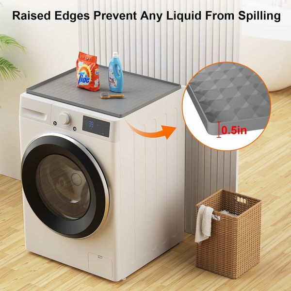 Silicone Washer Dryer Top Covers Non-Slip 60*50cm Mat Protector for Laundry Kitchen Surfaces Color Grey