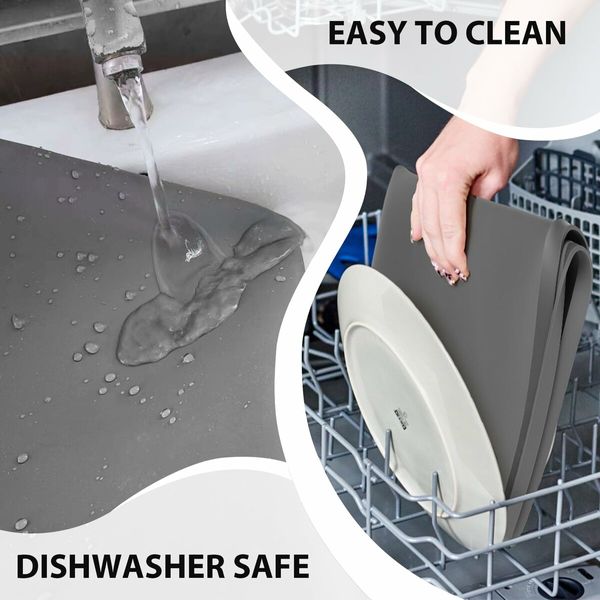 2PCS Silicone Washer Dryer Top Covers Non-Slip 65*60cm Mat Protector for Laundry Kitchen Surfaces Color Grey