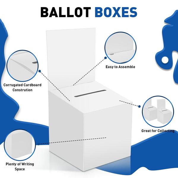 24 Pack Raffle Box Donation Box for Fundraising,Ballot Box Cardboard Box with Slot for Ticket and Removable Header Charity Box for Collecting Business Card Voting Contes,6 x 6 x 6 Inch