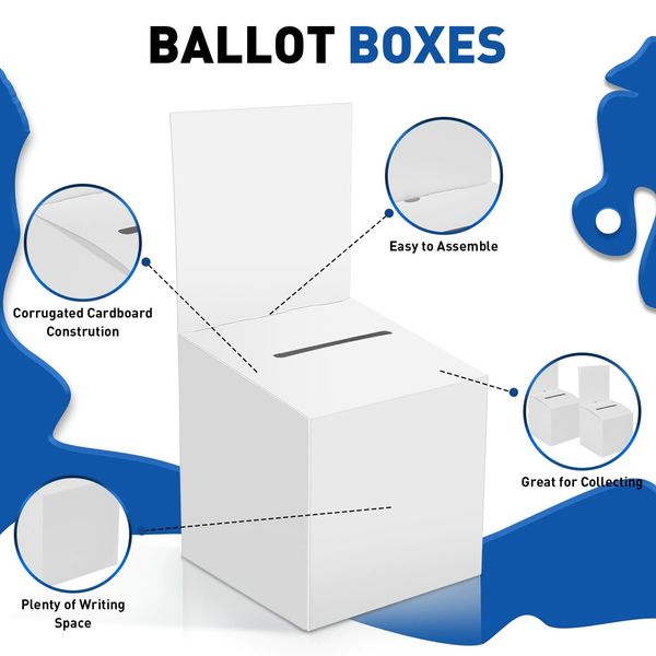 12 Pack Raffle Box Donation Box for Fundraising,Ballot Box Cardboard Box with Slot for Ticket and Removable Header Charity Box for Collecting Business Card Voting Contes,6 x 6 x 6 Inch