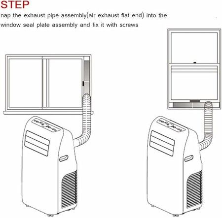 84-120cm Two adjustable 67.5 to 120cm in length and 10cm wide without connectors fitting into 13cm flat Window Air Conditioner  Vent Kit
