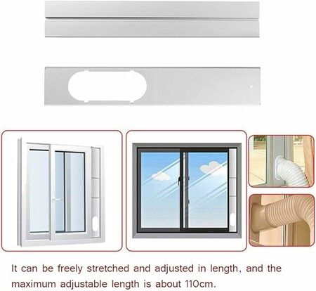 84-120cm Two adjustable 67.5 to 120cm in length and 10cm wide without connectors fitting into 13cm flat Window Air Conditioner  Vent Kit