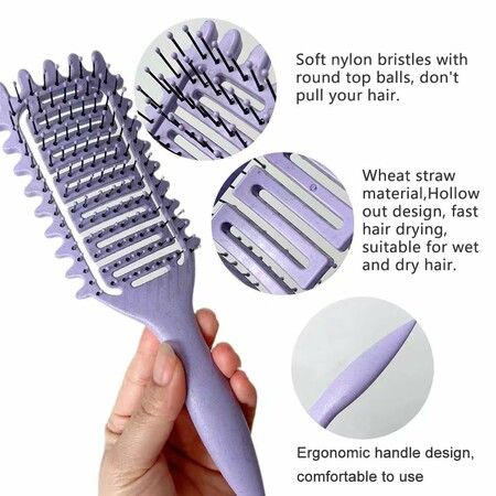 Curl Defining Brush for Curly Hair, Vented Hair Brush, Curly Hair Brush Defining, Define Styling Brush for Curly Hair, Shaping and Defining Curls for Women, Purple, 1PC