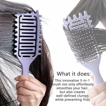 Curl Defining Brush for Curly Hair, Vented Hair Brush, Curly Hair Brush Defining, Define Styling Brush for Curly Hair, Shaping and Defining Curls for Women, Purple, 1PC