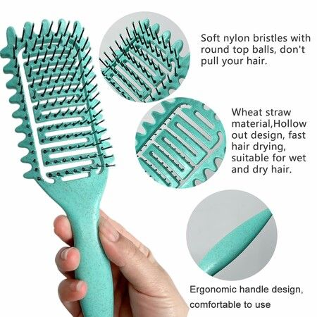 Curl Defining Brush for Curly Hair, Vented Hair Brush, Curly Hair Brush Defining, Define Styling Brush for Curly Hair, Green, 1PC