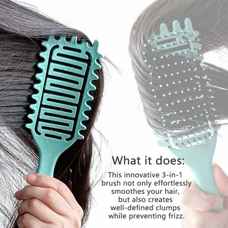 Curl Defining Brush for Curly Hair, Vented Hair Brush, Curly Hair Brush Defining, Define Styling Brush for Curly Hair, Green, 1PC