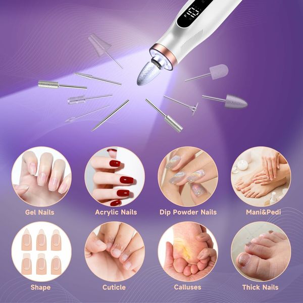 Professional Nail Drill,Electric Nail File kit for Acrylic Gel Nails,Electric Manicure and Pedicure Tools,10 Speeds Nail Care Gift for Trimmer,Grinder,Buffer