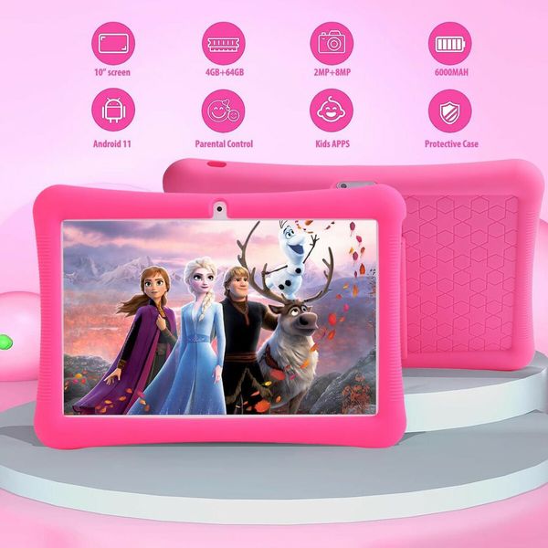 10.1 Inch Kids Tablet Android 11 with 4GB RAM 64GB ROM,Dual Camera,Educational Games Pre-Installed,Parental Control Kids