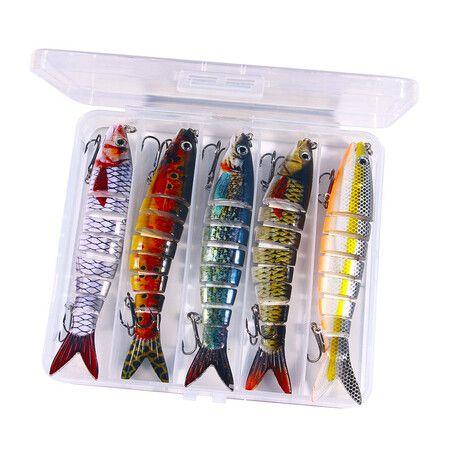 Fishing Lures for Freshwater and Saltwater, 5 Pcs Lifelike Swimbait for Bass Trout Crappie, Slow Sinking Bass Fishing Lure