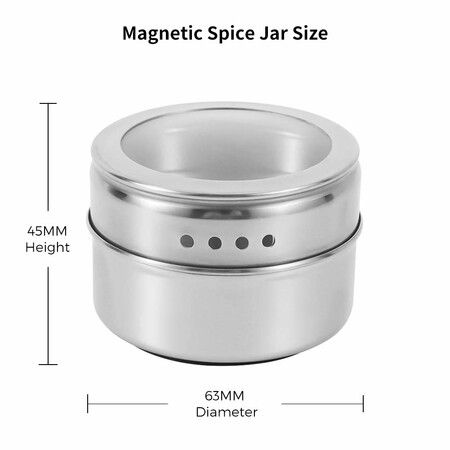 12 Magnetic Stainless Steel Spice Tins With Wall-Mounted Organiser And Labelling Stickers