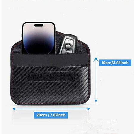 Faraday Bag for Phones and Car Keys, 2 Pcs RFID Signal Blocking Bag, Carbon Fiber Material Shielding Case for Cell Phone Privacy Protection and Key Fob, Anti-Tracking Anti-Hacking Case Blocker