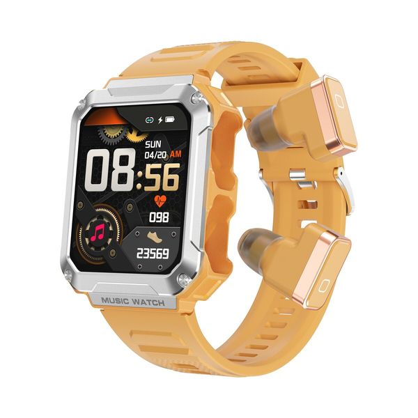 2023 Newest Smart Watch With Earbuds 3 in 1 Fitness Tracker 1.96inch HD Screen 4GB Large Memory Bluetooth Call Sports Men Color Orange