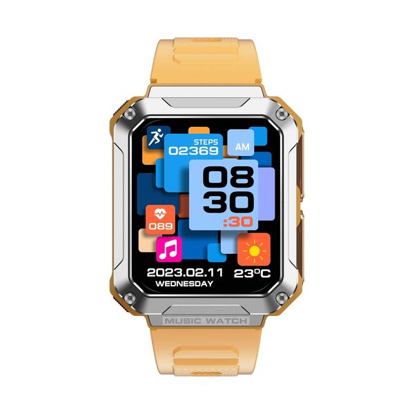 2023 Newest Smart Watch With Earbuds 3 in 1 Fitness Tracker 1.96inch HD Screen 4GB Large Memory Bluetooth Call Sports Men Color Orange