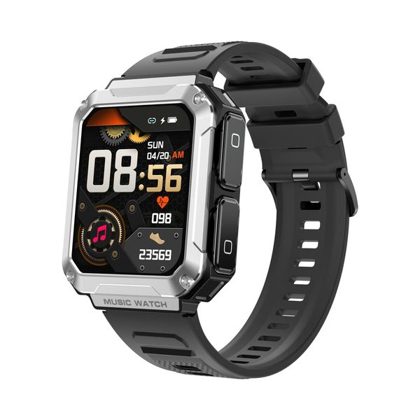 2023 Newest Smart Watch With Earbuds 3 in 1 Fitness Tracker 1.96inch HD Screen 4GB Large Memory Bluetooth Call Sports Men Color Silver