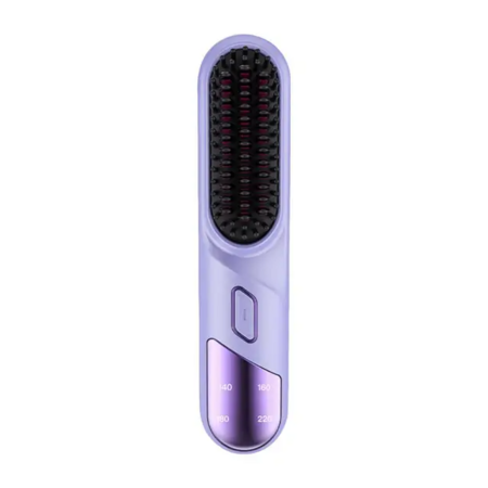 Portable Cordless Hair Straightener Brush USB Rechargeable Negative Ion Comb Color Purple