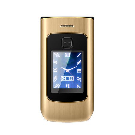 4G Senior Flip Phone Unlocked, Dual SIM Card Big Phone Clear Sound Seniors Cell Phone for Elderly Gifts, E Book, Dual Screen, SOS (Gold)