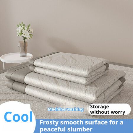 150*200cm 3p Set Luxurious Viscose Fiber Bedding Summer Cool Feeling Silky Bedding Mat Pillow Case Breathable Antibacterial Foldable Washable Soft